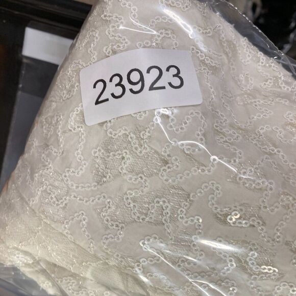 BCBGMaxazria Dress Women 6 White Sheath Midi Zipper V-Neck Sequin Lined Cotton - Picture 9 of 9